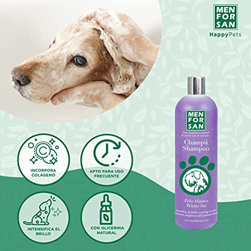 MENFORSAN Champú Perros Pelo Blanco 1L, Intensificador del Color