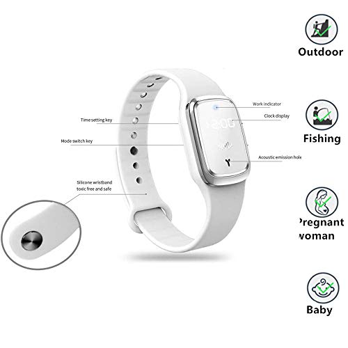 MENGZF Pulseras Repelentes de Mosquitos Ultrasonido Antimosquitos Reloj Electrónico Bandas Repelentes de Insectos Plagas con Carga USB/Impermeable/Portátil, Apto para Adultos y niños