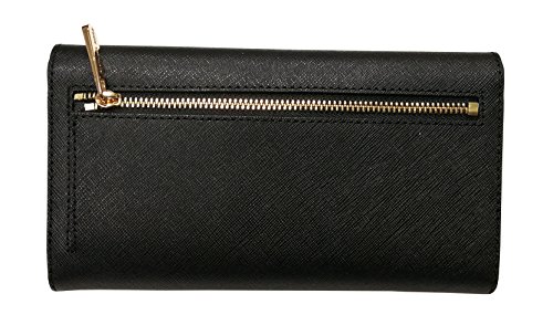 Michael Kors Jet Set Travel Large Saffiano Leather Trifold Wallet (Black)