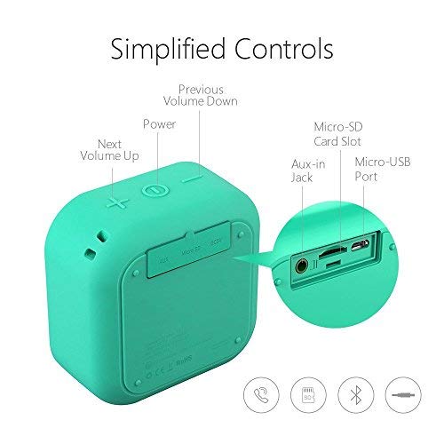 MIFA Mini Altavoz Portátil Bluetooth 4.2 Impermeable IP56 y Tecnología True Wireless Stereo & DSP, Anti-Polvo con 15 Horas Continua y Tarjeta de microSD, Micrófono Incorporado, Verde