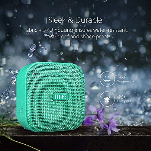 MIFA Mini Altavoz Portátil Bluetooth 4.2 Impermeable IP56 y Tecnología True Wireless Stereo & DSP, Anti-Polvo con 15 Horas Continua y Tarjeta de microSD, Micrófono Incorporado, Verde