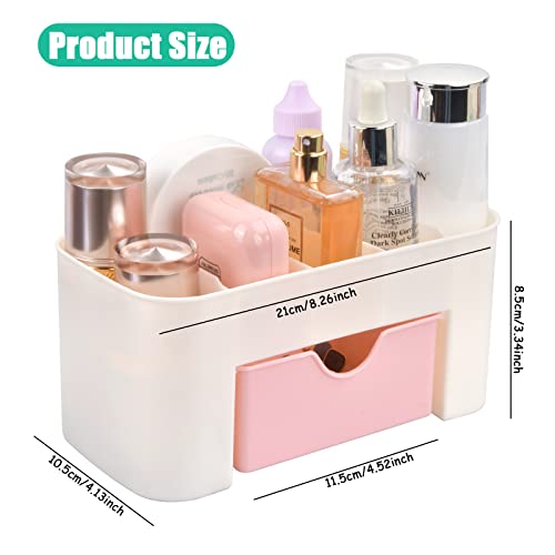 Mikihat Organizador de Maquillaje, Organizador para cosméticos, Caja de Almacenamiento de cosméticos con cajón, Soporte de Vitrina de mostrador de Maquillaje para joyería, Perfume, cosmético (Rosa)