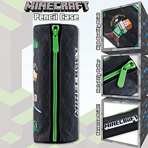 Minecraft Estuche Escolar, Material Escolar, Estuches Escolares 22 cm, Regalos Cumpleaños Niños Colegio (Negro)