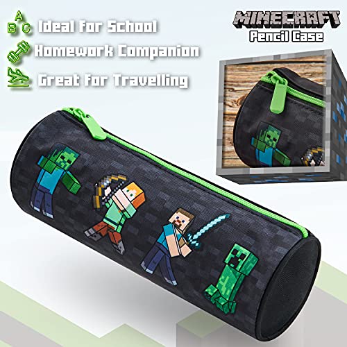 Minecraft Estuche Escolar, Material Escolar, Estuches Escolares 22 cm, Regalos Cumpleaños Niños Colegio (Negro)