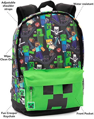 Minecraft Mochila Para Niños Niños Negro Gamer Bag Mochila Escolar Un tamaño