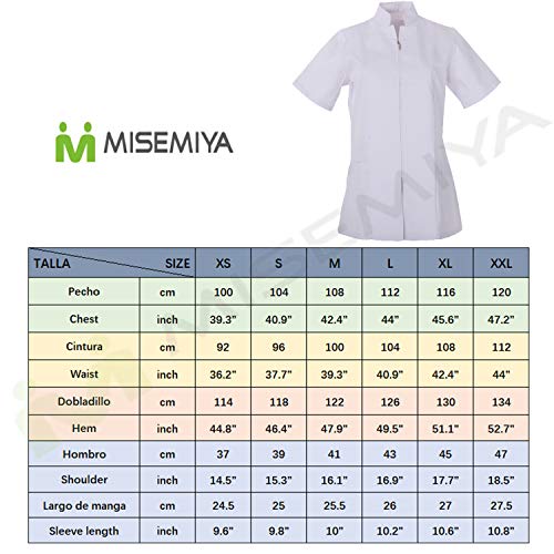 MISEMIYA - Casaca Mujer Cierre Cremallera Manga Corta Uniforme Doctora Uniforme Laboral Veterinaria SANITAWRIOS Farmacia LABORATOR- Ref.829 - XS, Negro