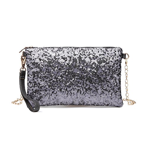 Miss Lulu Bolso para Mujer Bolso de Cadena Hombro Bolso de Mano Bonita (Gris)