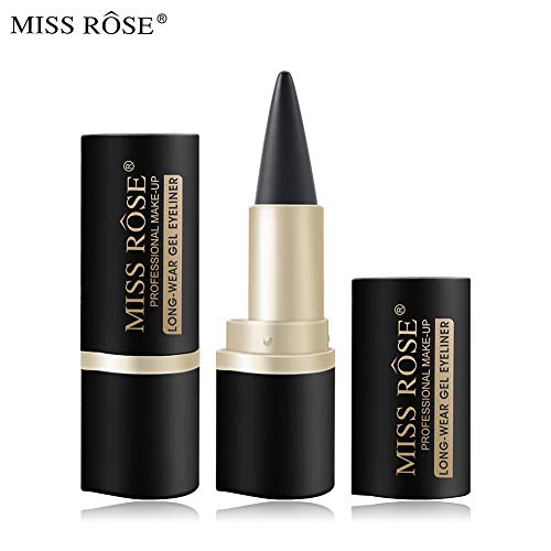 MISS ROSE M Delineador de ojos negro, lápiz labial, giratorio, mate, impermeable, sólido, secado rápido, reproducción de color y duradero