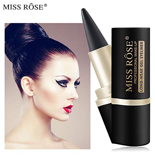 MISS ROSE M Delineador de ojos negro, lápiz labial, giratorio, mate, impermeable, sólido, secado rápido, reproducción de color y duradero