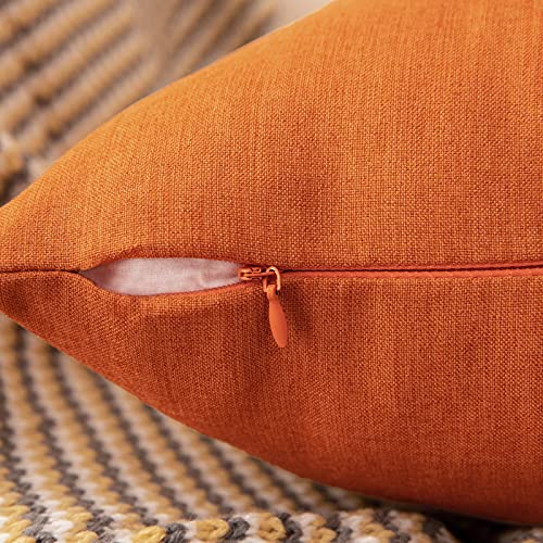 MIULEE Funda Cojines Exterior Impermeable de Lino Fundas de Almohadas Suave de Sofá Almohadas Decorativas Modernas para Salón Cama Silla Habitacion Oficina Dormitorio Lumbar 30x50 cm 2 Piezas Naranja