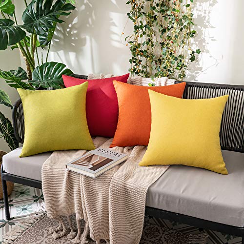 MIULEE Funda Cojines Exterior Impermeable de Lino Fundas de Almohadas Suave de Sofá Almohadas Decorativas Modernas para Salón Cama Silla Habitacion Oficina Dormitorio Lumbar 30x50 cm 2 Piezas Naranja