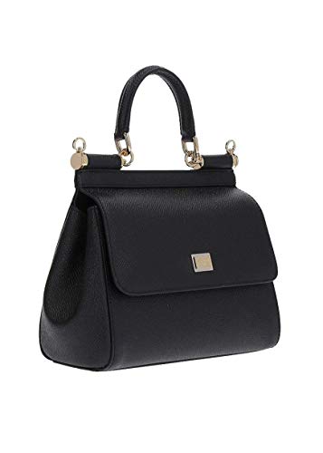 Moda De Lujo | Dolce E Gabbana Mujer BB6003A100180999 Negro Cuero Bolso De Mano | Temporada Permanente