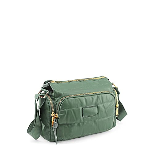 MODELISA - Bolso Bandolera Acolchado Pequeño Con Correa Ajustable Mujer (Verde)