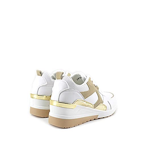 Modelisa - Zapatillas Deportivas con Cuña Interior Cordón Estilo Casual para Mujer (Blanco, Numeric_39)