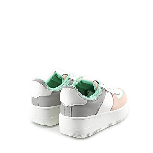 Modelisa - Zapatillas Deportivas Plataforma con Cordón Casual Mujer (Gris, Numeric_37)