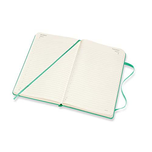 Moleskine, Agenda Giornaliera 12 Mesi 2022, Daily Planner 2022, Copertina Rigida e Chiusura ad Elastico, Formato Large 13 x 21 cm, Colore Verde Gelo, 400 Pagine