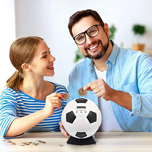 MOMMED Hucha, Contador Digital Hucha, Balón de Fútbol Hucha, Hucha Cerdito para Niños, Hucha Electronica LCD, Niños