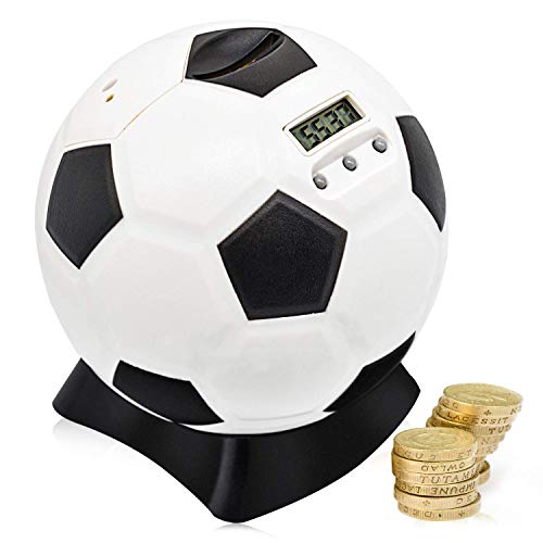 MOMMED Hucha, Contador Digital Hucha, Balón de Fútbol Hucha, Hucha Cerdito para Niños, Hucha Electronica LCD, Niños