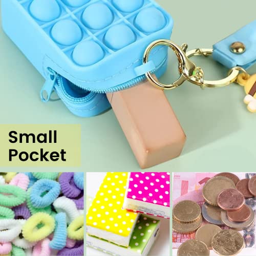 Monedero con Pompas Antiestrés y Llavero. Mini Monedero de Silicona con Aro metálico y Mosquetón para Colgar en Mochilas, Cinturones y Bolsos.