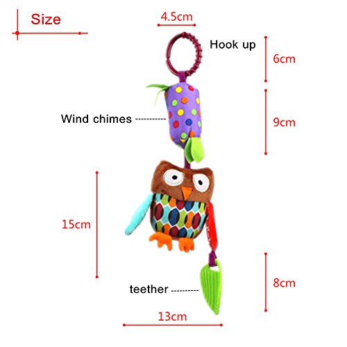 Morbuy Juguete Wind Chimes Colgante para Bebé Animal Infantil Peluche Felpa de Cochesito Cuna con Mordedor Traqueteos para Niños Niñas (búho)