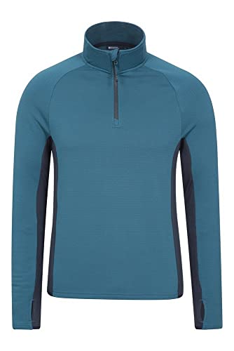 Mountain Warehouse Denali Chaqueta Polar para Hombre con Cremallera Completa - Transpirable, de Secado rápido, protección UV, Sudadera Polar - Ideal para el Invierno Verde Agua L