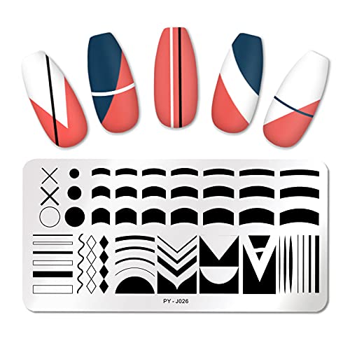 mulibaihuo Placas de estampado de uñas Imágenes de punta francesa Arte de uñas Plantilla de estampado de acero inoxidable Diseño de uñas Stencil Herramientas (Color : PY J026)