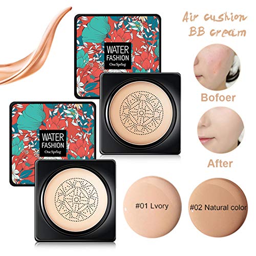 Mushroom Head Air Cushion Foundation BB Cream CC Cream, Water Feeling Flawless BB Cream Corrector Natural Maquillaje Herramienta Cosmética Para Mujeres, Base De Maquillaje De Tono De Piel Uniforme