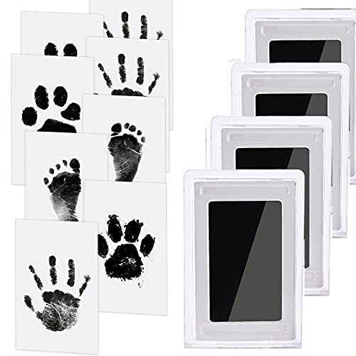 Nabance Kit Huella del Pie, 8 Tarjetas de Impresión y 4 Plantillas, Kit de Huellas Bebé Pie y Manos Almohadillas de Tinta No Tóxicas, No se Mancha, Kit Huella del Mascota, Regalo de Bautizo o Recuerdo