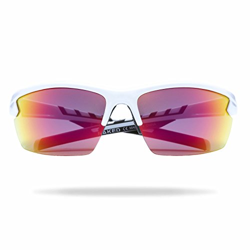 NAKED Optics Sports Sunglasses (Halfframe White/Lens Red)