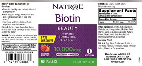 Natrol Biotin 10000mcg Fast Dissolve Standard - 60 Cápsulas