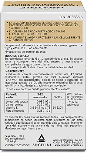 NATURA ESSENZIALE Levadura de cerveza y Germen de Trigo - Fuente natural de proteínas - Complemento alimenticio con levadura de cerveza, germen de trigo y vitamina E. Ingredientes de origen natural.