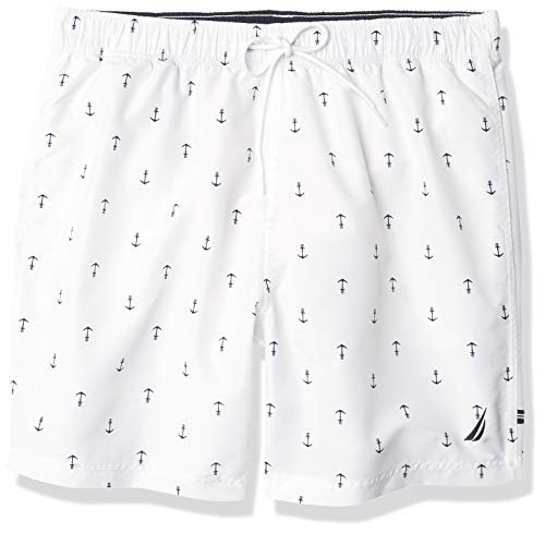 Nautica Men's Quick Dry All Over Classic Anchor Print Swim Trunk Bañador para Hombre, Blanco Brillante, XXL