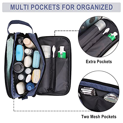 Neceser Hombre, RAVUO Impermeable Bolsa de Aseo Mujer Neceser de Viajie para Maquillaje Bolsa de Cosméticos Bolsa de Lavado con Múltiples Bolsillos Azul