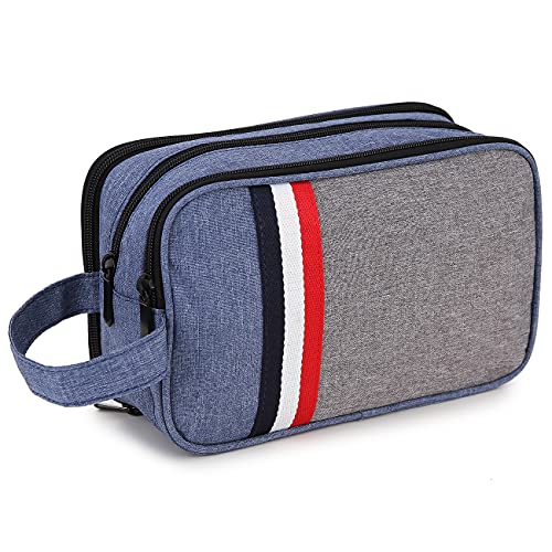 Neceser Hombre, RAVUO Impermeable Bolsa de Aseo Mujer Neceser de Viajie para Maquillaje Bolsa de Cosméticos Bolsa de Lavado con Múltiples Bolsillos Azul