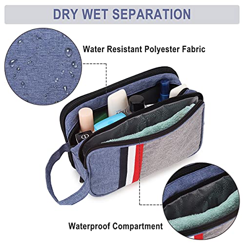 Neceser Hombre, RAVUO Impermeable Bolsa de Aseo Mujer Neceser de Viajie para Maquillaje Bolsa de Cosméticos Bolsa de Lavado con Múltiples Bolsillos Azul