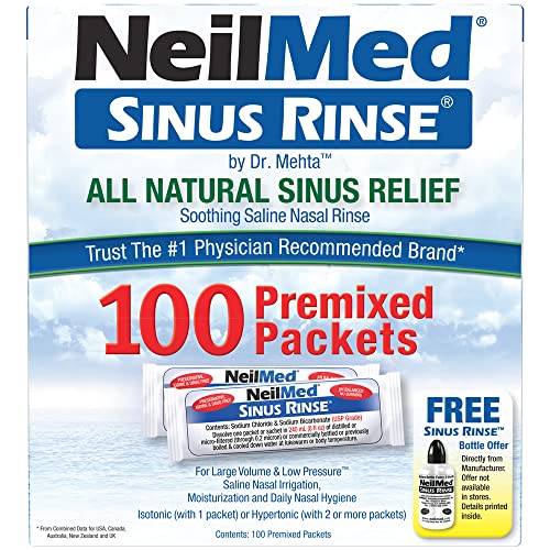 NeilMed Sinus Rinse Kit de enjuague nasal salino, 120 unidades