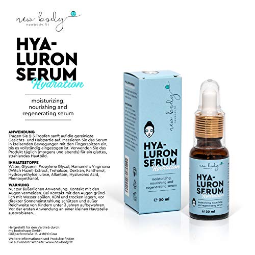 New Body - Sérum hialurónico de alta dosis de 20 ml de ácido hialurónico - cuidado facial antiedad natural