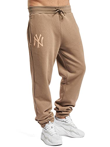 New Era MLB NY Yankees - Pantalones de chándal para hombre, diseño con logotipo, marrón, L