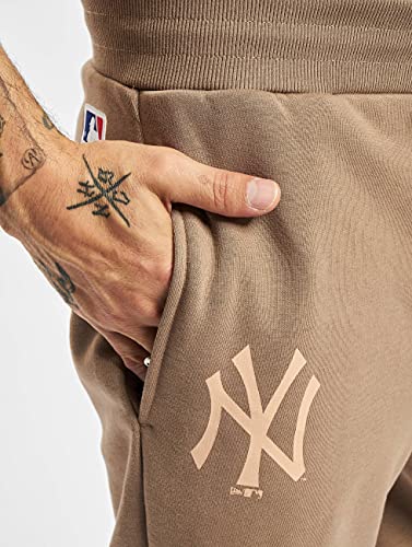 New Era MLB NY Yankees - Pantalones de chándal para hombre, diseño con logotipo, marrón, L