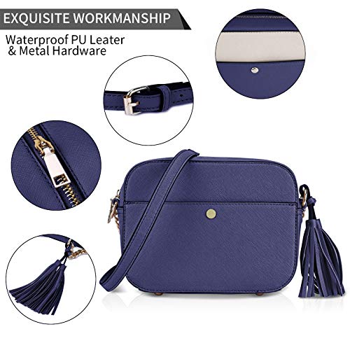 NEWHEY Pequeño Bolso Bandolera Mujer Bolsos de Hombro Cuero PU Elegante Cadena Mensajero Crossbody Bag Trabajo Moda Diario Vida Azul real