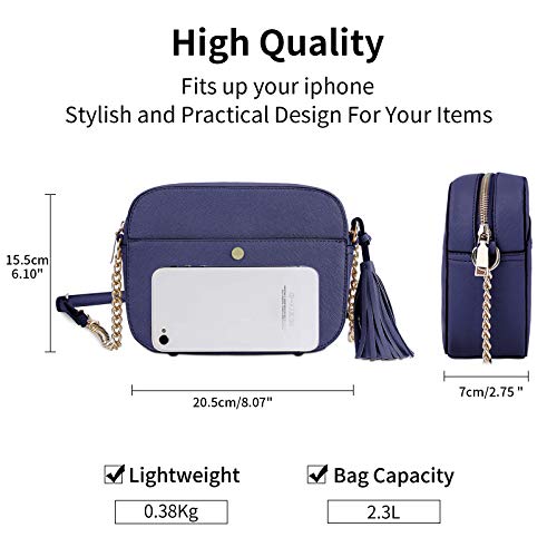 NEWHEY Pequeño Bolso Bandolera Mujer Bolsos de Hombro Cuero PU Elegante Cadena Mensajero Crossbody Bag Trabajo Moda Diario Vida Azul real