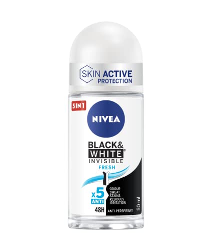 NIVEA Invisible Black & White Fresh Desodorante roll-on, 6 envases de 50 ml