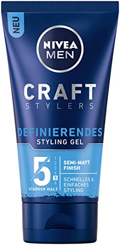 Nivea Men Craft Moldeadores Definiendo Gel Estilizador, Gel para el cabello con Semi mate Acabado, rápido y fácil Peinado con fuerte Sujeción, paquete de 4 (4 x 150 ml)