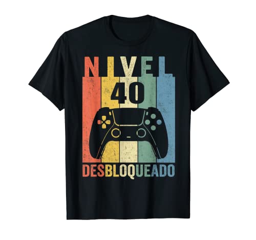 Nivel 40 Desbloqueado Gamer 40 Años 1981 Divertido Hombre Camiseta