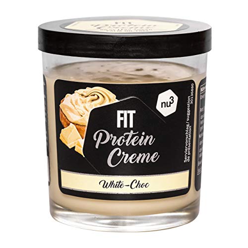 nu3 Fit Protein Creme 200g – Crema de chocolate blanco para untar – Sin aceite de palma ni gluten – Baja en carbohidratos – Con 21% de proteína – Crema proteica – Alternativa fitness baja grasas