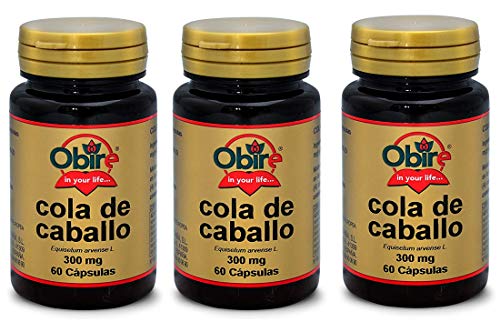 Obire | Cola de Caballo 300 mg | Complemento Alimenticio | Efecto Diurético | Contiene Minerales Como Potasio y Silicio | Favorece la eliminación de líquidos | 60 Cápsulas Naturales | Pack 3 unidades