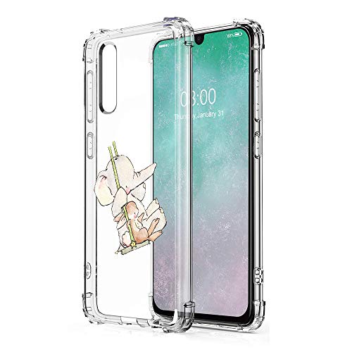 Oihxse Silicona Funda con Samsung Galaxy J8 2018 TPU Flexible Suave Transparente Protector Estuche Airbag Esquinas Reforzadas Ultra-Delgado Elefante Patrón Anti-Choque Caso (D10)