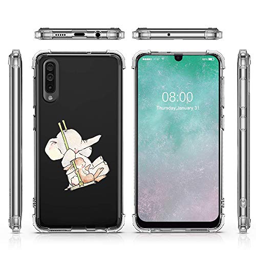 Oihxse Silicona Funda con Samsung Galaxy J8 2018 TPU Flexible Suave Transparente Protector Estuche Airbag Esquinas Reforzadas Ultra-Delgado Elefante Patrón Anti-Choque Caso (D10)