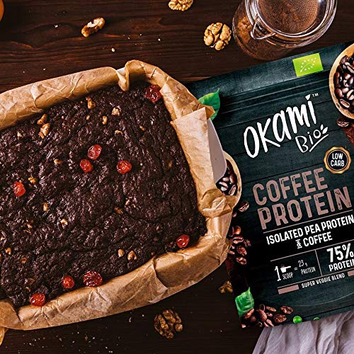 Okami Bio | Proteína De Guisante con Café | Proteína Vegana | Incrementa la Energía | 500gr. | Sin Gluten | Contiene los 9 Aminoácidos Esenciales para el Cuerpo Humano |Fácil Asimilación