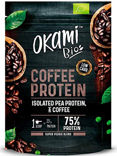 Okami Bio | Proteína De Guisante con Café | Proteína Vegana | Incrementa la Energía | 500gr. | Sin Gluten | Contiene los 9 Aminoácidos Esenciales para el Cuerpo Humano |Fácil Asimilación